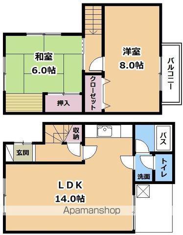 京阪電気鉄道石坂線 滋賀里駅 徒歩11分 2階建 築46年(2LDK)の間取り写真