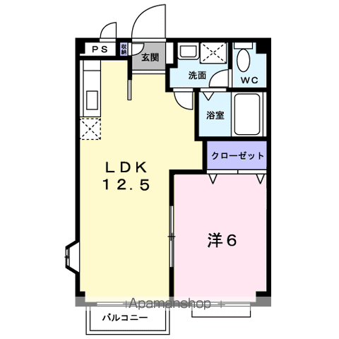 サザンクロス(1LDK/1階)の間取り写真