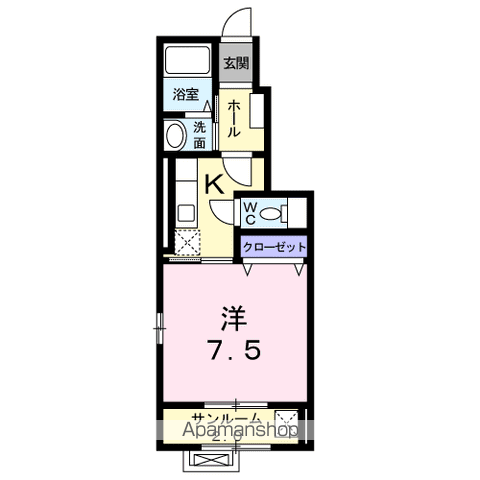 ノーブル ウィング(1K/1階)の間取り写真