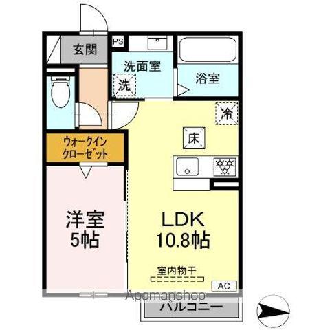 DROOM 鵜沼三ツ池町(1LDK/1階)の間取り写真