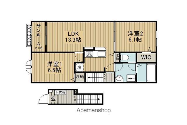 ニューライズ岡谷(2LDK/2階)の間取り写真