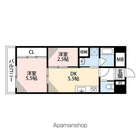 ルネッサンス21久留米六ツ門(2DK/7階)の間取り写真