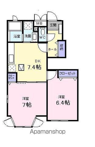 ラッキーC(2DK/1階)の間取り写真