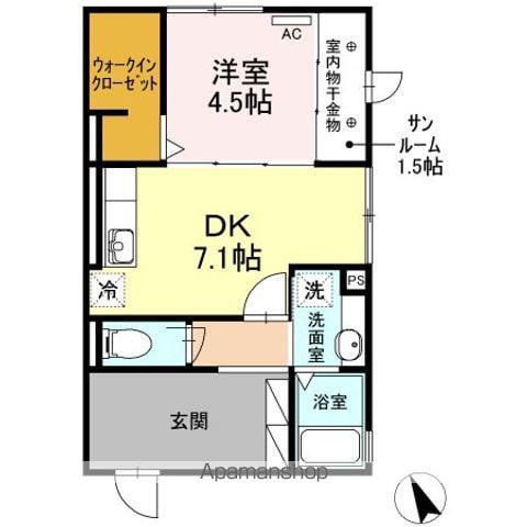 サイクルメゾン大工町(ワンルーム/1階)の間取り写真