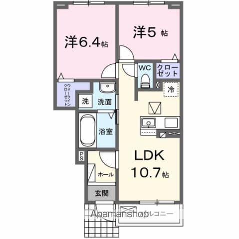 ポルトⅡ(2LDK/1階)の間取り写真