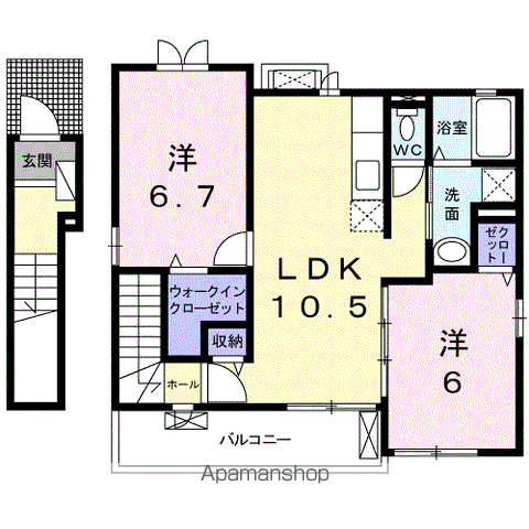 チェリーコッティⅠ(2LDK/2階)の間取り写真