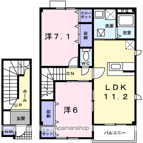 グランベルB(2LDK/2階)の間取り写真