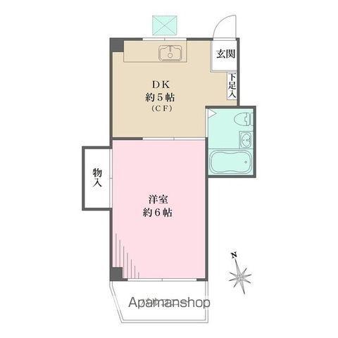 サンハイツ木月(1DK/3階)の間取り写真