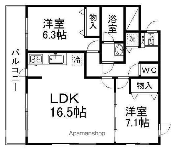 グラン・ドミール成田(2LDK/3階)の間取り写真