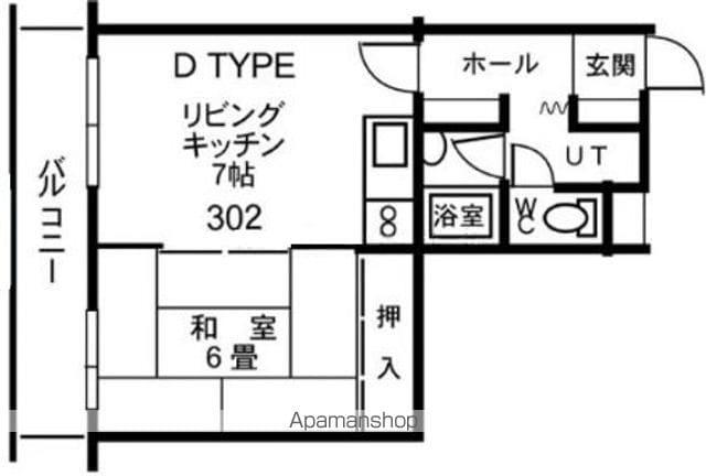 ウエスト24(1DK/3階)の間取り写真