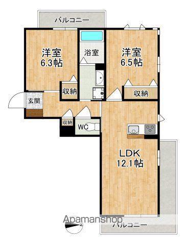 シャーメゾン青垣(2LDK/1階)の間取り写真