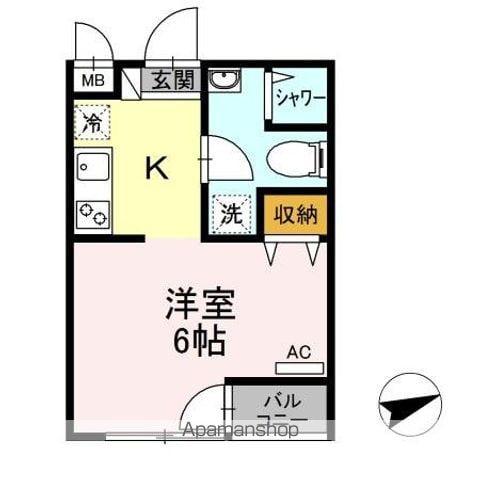 オークハイツ(ワンルーム/1階)の間取り写真