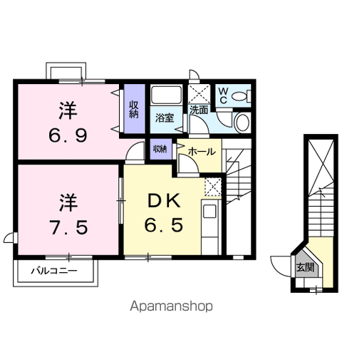 グレーシア西殿(2DK/2階)の間取り写真