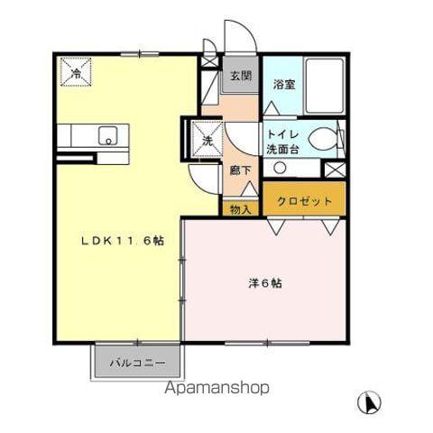 ジュネス・鳥栖(1LDK/2階)の間取り写真