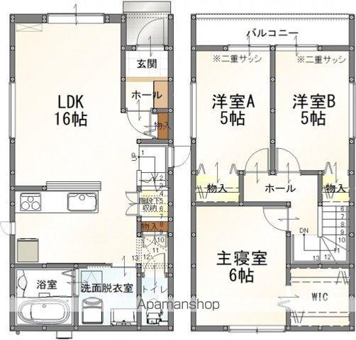 広島電鉄宮島線 草津駅(広島) 徒歩2分 2階建 築1年(3LDK)の間取り写真