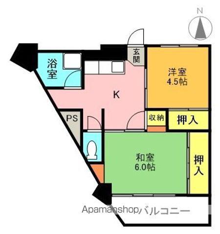 ヒルズ21鶴見坦(2K/1階)の間取り写真