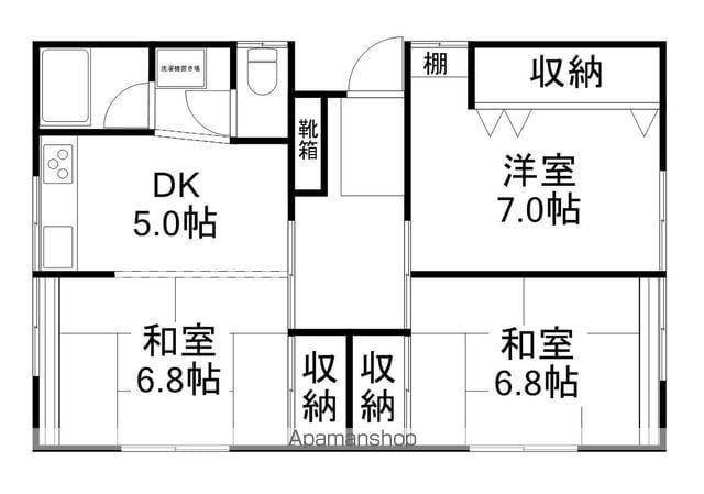 ハイツ桐原(3DK/1階)の間取り写真