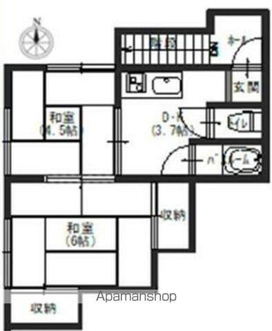 高津荘(2K/2階)の間取り写真