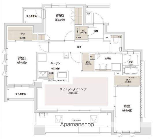 ザ・パークハウス百道 2(3LDK/6階)の間取り写真