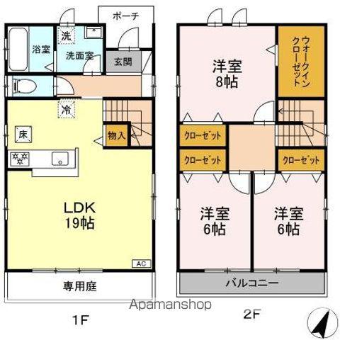 名古屋市鶴舞線 川名駅 徒歩12分 2階建 築19年(3LDK)の間取り写真