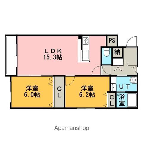 ボナール恵み野Ⅱ(2LDK/3階)の間取り写真