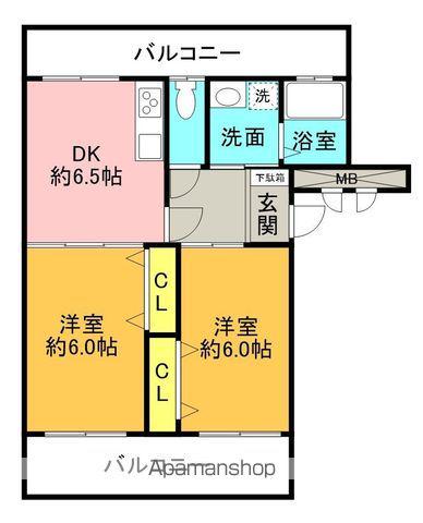カーサ・マキⅡ(2DK/3階)の間取り写真