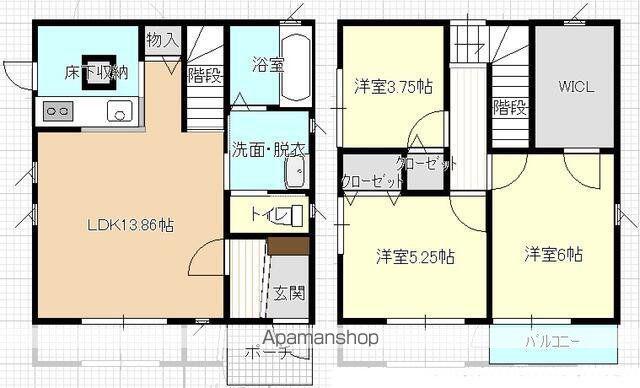 福岡市空港線 唐人町駅 徒歩8分 2階建 築15年(3LDK)の間取り写真