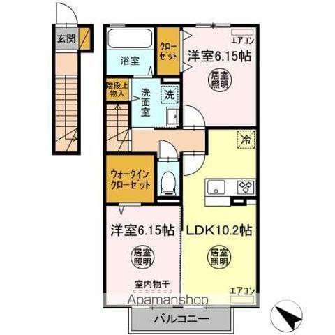 月うさぎ 参(2LDK/2階)の間取り写真