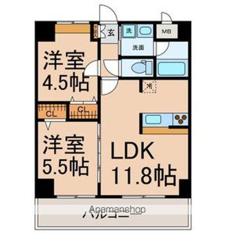 カーサビアンカ黒川(2LDK/8階)の間取り写真