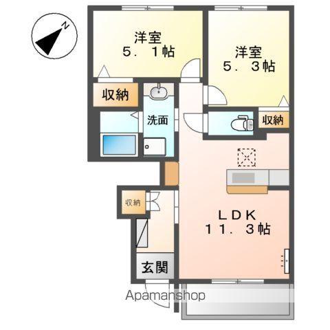 リバーサイド金磯A(2LDK/1階)の間取り写真