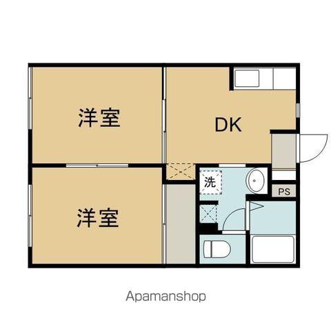 クレストコートA(2DK/1階)の間取り写真