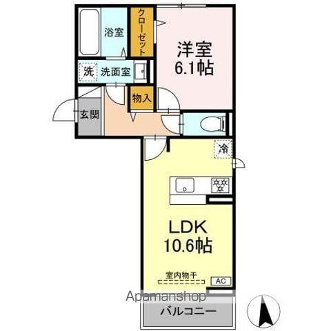 GRACE YAMA(1LDK/2階)の間取り写真