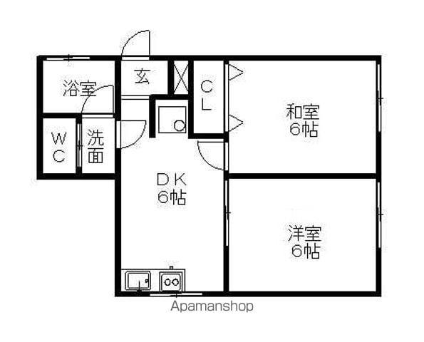 ルネス安原(2DK/1階)の間取り写真
