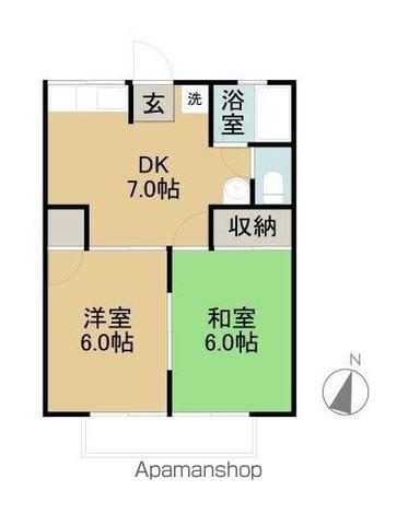 シャトルチタ(2DK/1階)の間取り写真