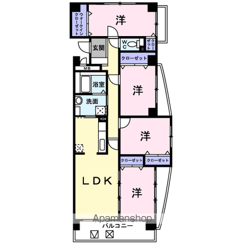 グランソレイユ西中央(4LDK/5階)の間取り写真