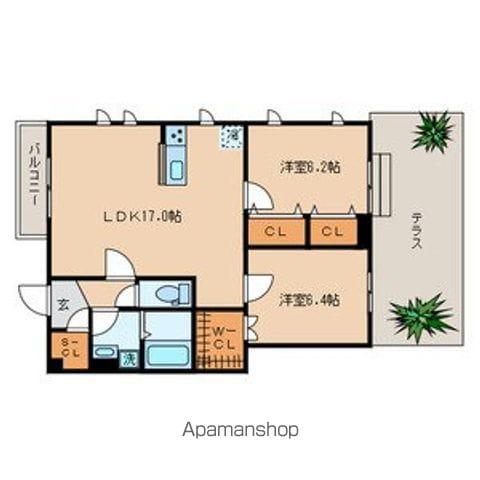 ラールゴ清水(2LDK/1階)の間取り写真