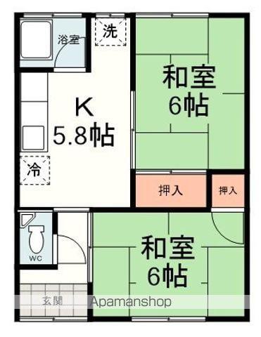 紫ハイツ(2K/1階)の間取り写真