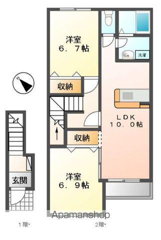 ボンヌール(2LDK/2階)の間取り写真