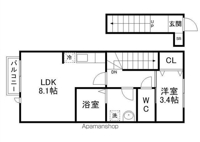 メゾン・ヴェルデ長町(1LDK/2階)の間取り写真