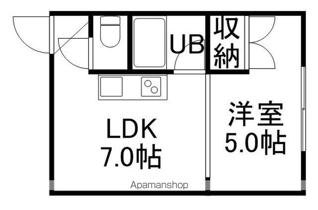レジデンス静(1DK/4階)の間取り写真