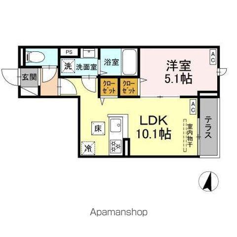 セレスティア若宮(1LDK/1階)の間取り写真