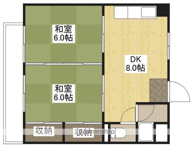山崎ビル(2DK/4階)の間取り写真