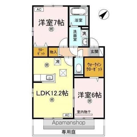 リビングタウン宇多津 A棟(2LDK/1階)の間取り写真