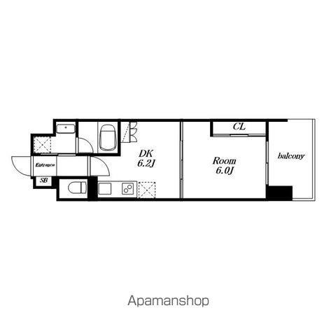 エルミナロッサ(1DK/9階)の間取り写真