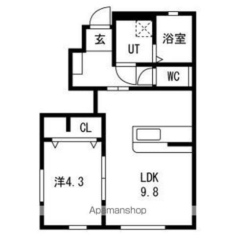 TX前沢 B(1LDK/1階)の間取り写真