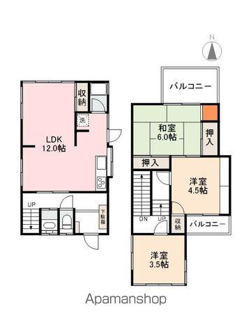 高松琴平電鉄琴平線 伏石駅 徒歩6分 2階建 築54年(3LDK)の間取り写真