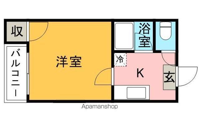 西鉄天神大牟田線 高宮駅(福岡) 徒歩10分 2階建 築25年(1K/2階)の間取り写真