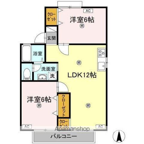 サンハイツM(2LDK/2階)の間取り写真