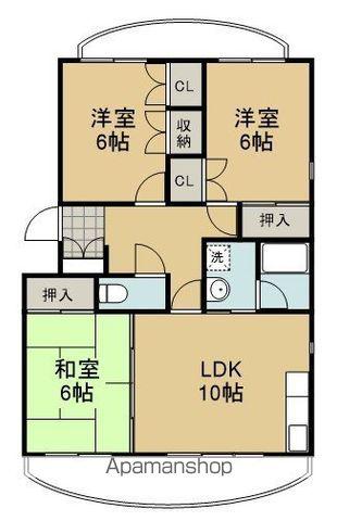 ポルタ草薙B(3LDK/3階)の間取り写真