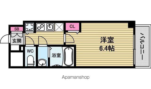 プレサンス谷町リーベ(1K/4階)の間取り写真